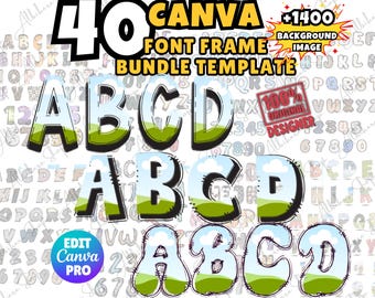 Doodle Letter Canva Frame Alphabet Fonts and Numbers Templates (Canva Digital Download)
