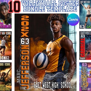 Volleyball Poster Canva Sports Template, Volleyball Background, Volleyball High School Senior Night Poster, Volleyball Backdrops Poster Gift