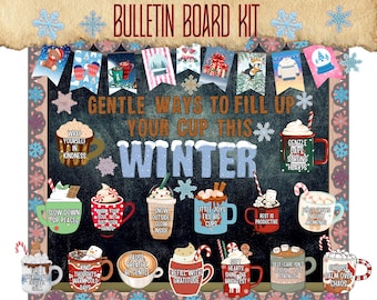 Kit de quadro de avisos de inverno para saúde mental: decoração de sala de aula: decoração de sala de dezembro, decoração de porta de janeiro