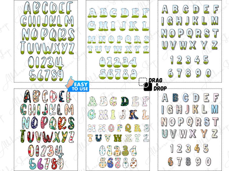 Unique doodle letters to personalize with your own patterns.