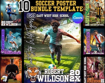 Soccer Fottball Player Poster Template: Canva Editable Design (Digital Download)