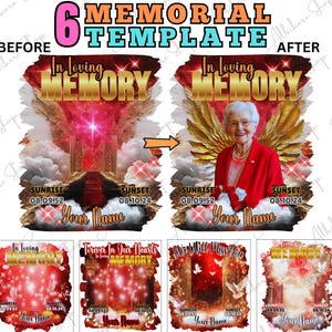Red Memorial Shirt PNG Template: Editable Funeral Design (Canva Pro)
