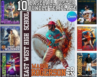 Editable Baseball Poster Template: Senior Banners, Stadium Backdrop (Canva)