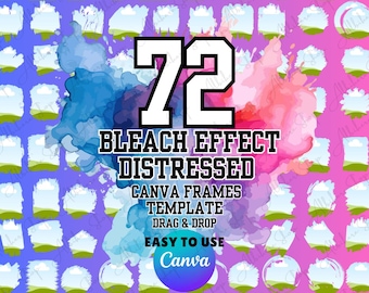 Bleach-effekt Canva-ramar, paket med fotokollage med slitna kanter och blekningseffekt (digital nedladdning)