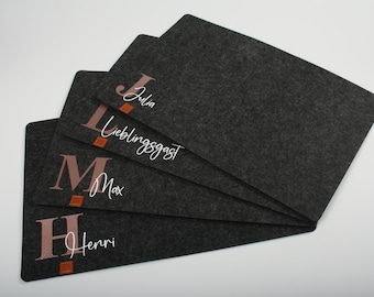 personalisiertes Platzset Filz | Geschenkidee | Lieblingsgast | Essen mit Freunden | Hochzeitsgeschenk | Pärchenabend | Familie | Tischset