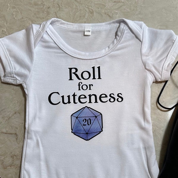 Roll for Cuteness Custom Baby Onesie for Dungeons and Dragons fans - Perfect Nerdy Baby Gift