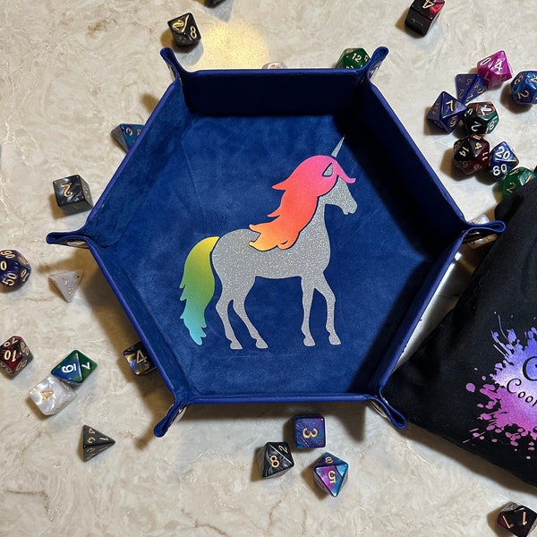 Unicorn Dice Tray - Rainbow LGBTQ Pride Dice Tray for Tabletop RPG or Dungeons and Dragons - Personalization Available