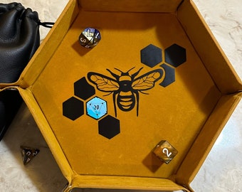 Bumblebee & Honeycomb Dice Tray for Dungeons and Dragons, Board Games, Trinkets, or Jewelry