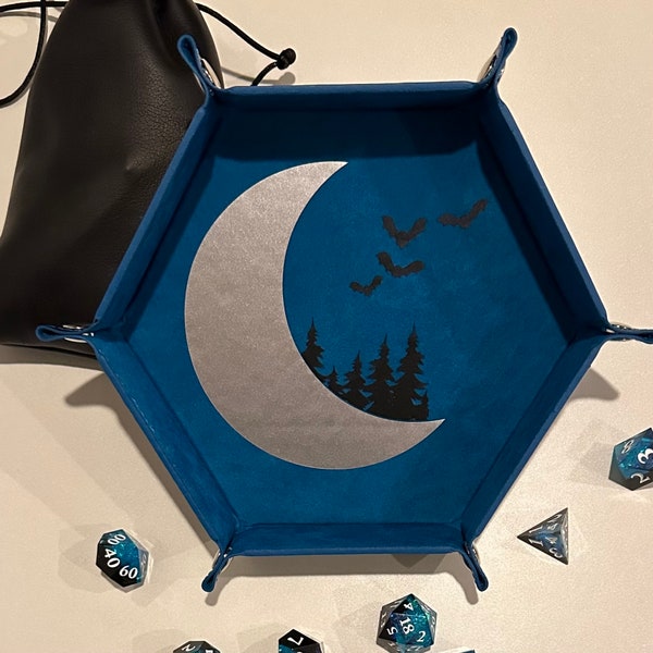 Moon Dice Tray for Tabletop RPG or Dungeons and Dragons - Personalized Option Available