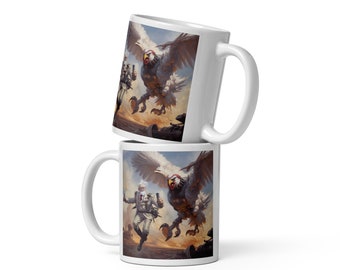 The Colonel & Mechanical Chicken White glossy mug