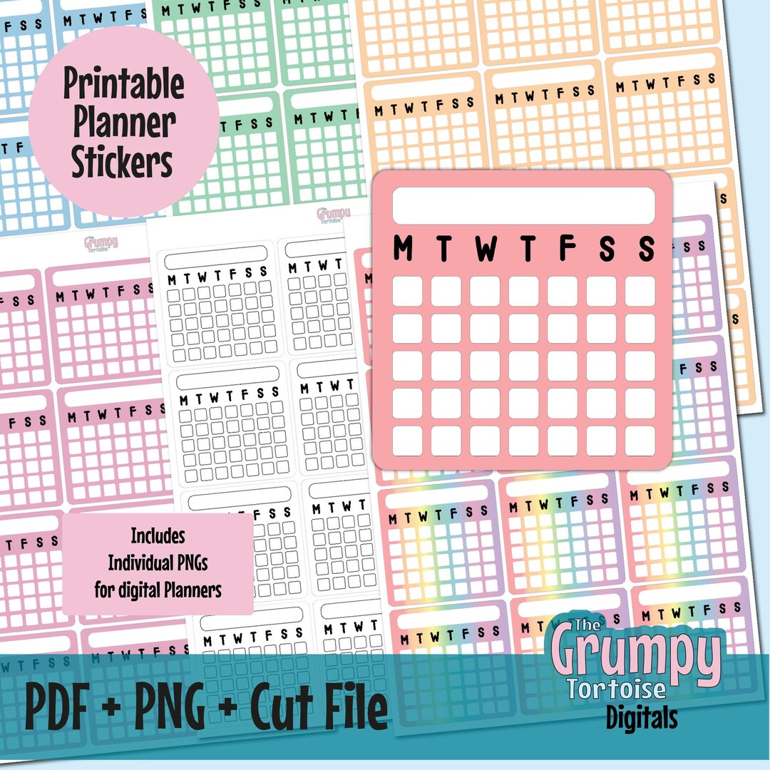 Habit Trackers Printable Planner Stickers I Rainbow Functional I ...
