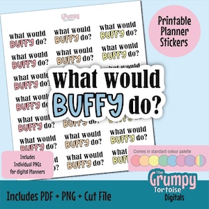 Buffy Planner Stickers: Sarcastic Pastel Fandom (Digital Download)