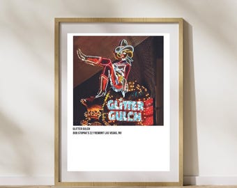 Glitter Gulch, Retro Poster, Slogan, Vintage Print, Neon Lights, Bar Sign, Vegas Signage