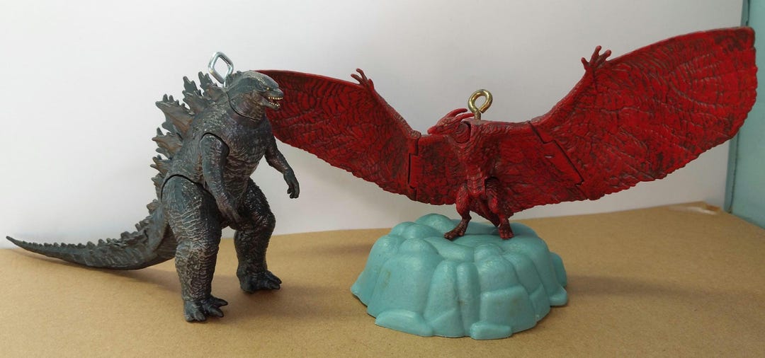 Custom Godzilla Ride Rodan Godzilla and Rodan Custom Holiday Ornament Figure Set - Etsy