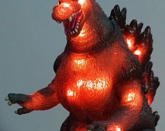 Night Light Burning Godzilla - 6" vinyl figure customized w/ battery-powered LED lights (Bandai USA 'Fusion Series' version)