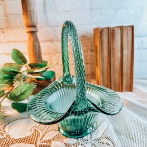 Fenton Emerald Green Basket - Etsy
