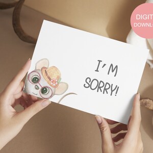Afdrukbare schattige I'm Sorry-kaart, digitale download Sorry-kaart voor vriendin, sorry-kaart om af te drukken, sorry cadeau voor haar
