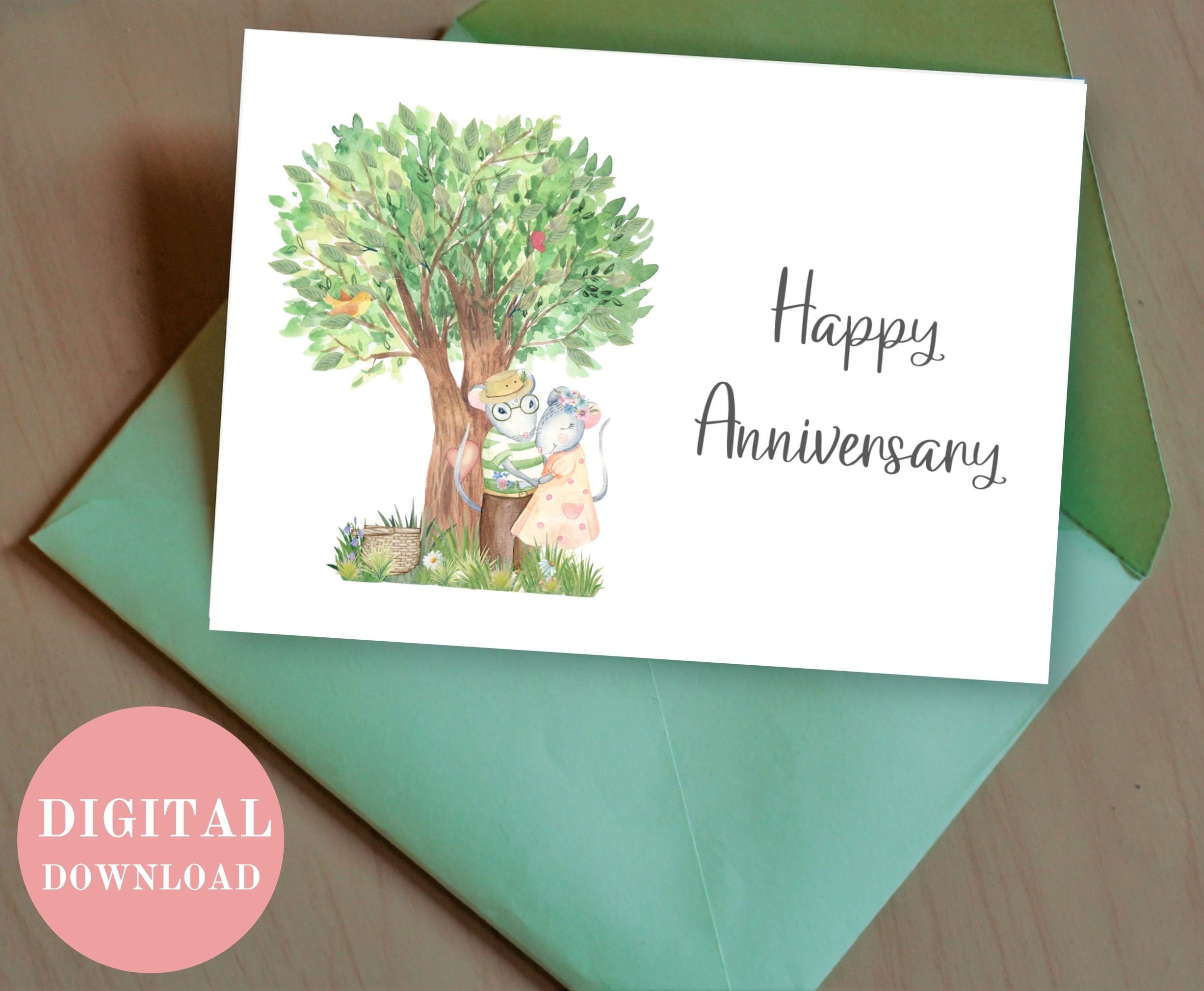 Printable Anniversary Card for Couple, Digital Happy Anniversary Card ...