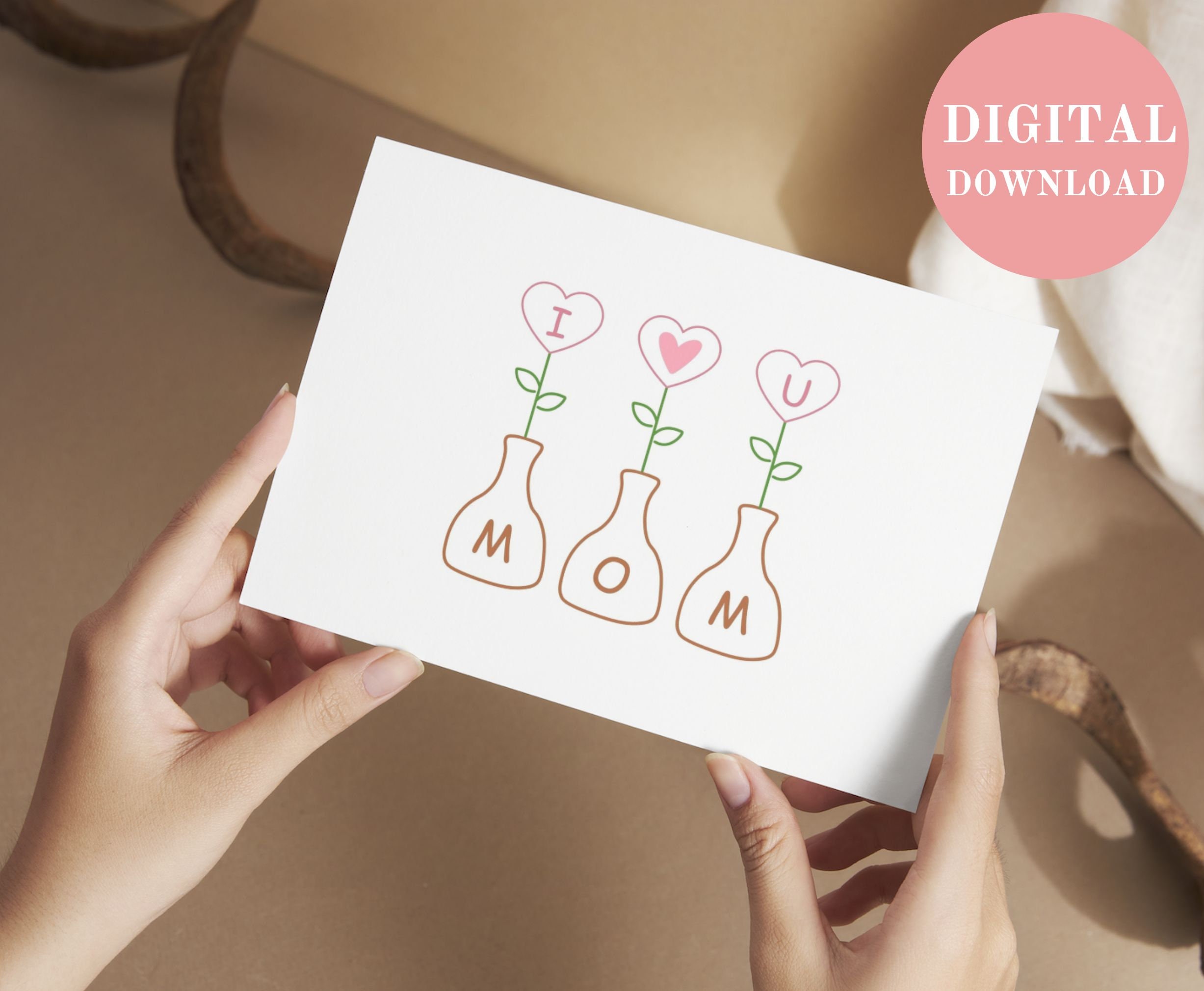 I Love You Mom Card: Printable Hearts Design (digital Download) - Etsy