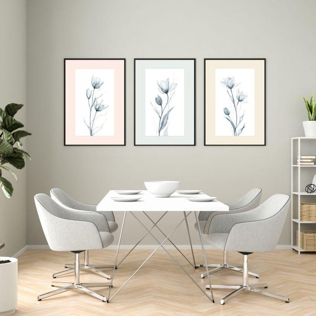 Neutral Botanical Line Art Print Set: Minimalist Floral Wall Decor ...