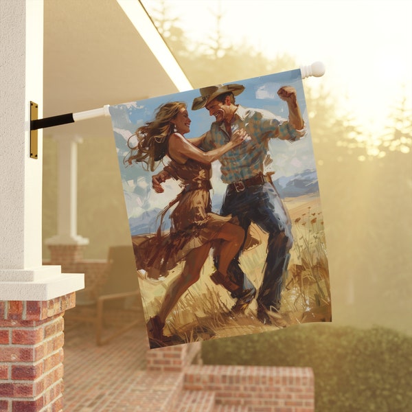 Texas Hold'em Garden & House Banner Couple Dancing Garden Banner Gift for Texan