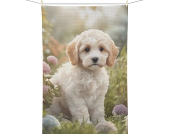 Cavapoo Kitchen Towel - Life Is Better With Cavapoos Around Dog Lover Gift Dish Towel