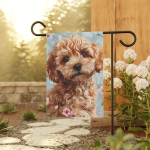 Spring Season Dog Garden & House Banner Cavapoo Garden Banner Gift for Gardener
