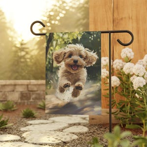 Banner navideño para jardín y casa con diseño de perro Cockapoo (Cavapoo) Banner para jardín con diseño de perro Regalo para jardinero