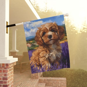 Bandera de jardín y casa para perros Bandera de jardín Cavapoo Regalo para jardineros