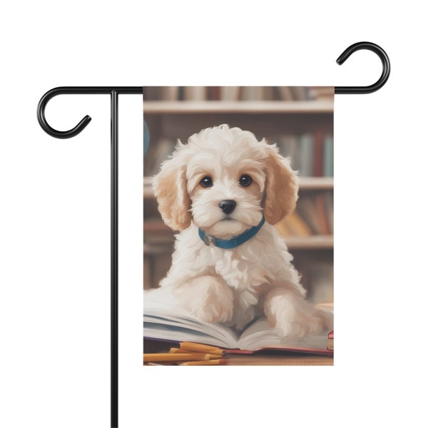 Back to school Dog Garden & House Banner Cavapoo Garden Banner Gift for Gardener