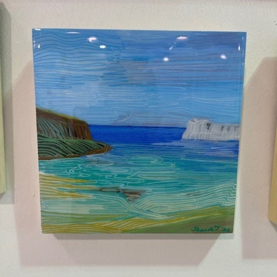 Landscape on Wood Panel. Acrylic Painting With Resin Coating. Etsy