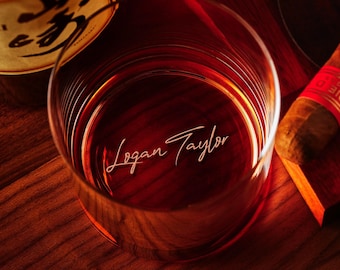 Personalized Crystal Whiskey Glass: Engraved Bourbon or Scotch Glass, Free Gift Box