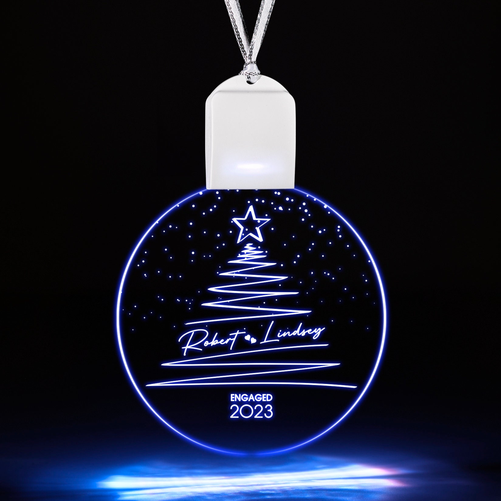 Engaged Christmas Ornament - Custom Engagement Keepsake - Personalized First Christmas Engaged - Classic Engaged Ornament - LED ornament