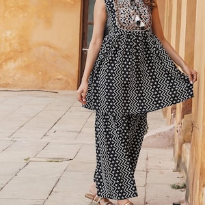 Embroidered Designer Ethnic Motifs Printed Thread Work Kurta with Sharara & Dupatta Set for Women and Girls, Free Shipping