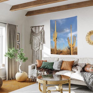 Desert Cactus Wall Tapestry, Boho Decor, Cactus Art, Nature Wall Hanging, Living Room Accent, Dorm Room Decoration