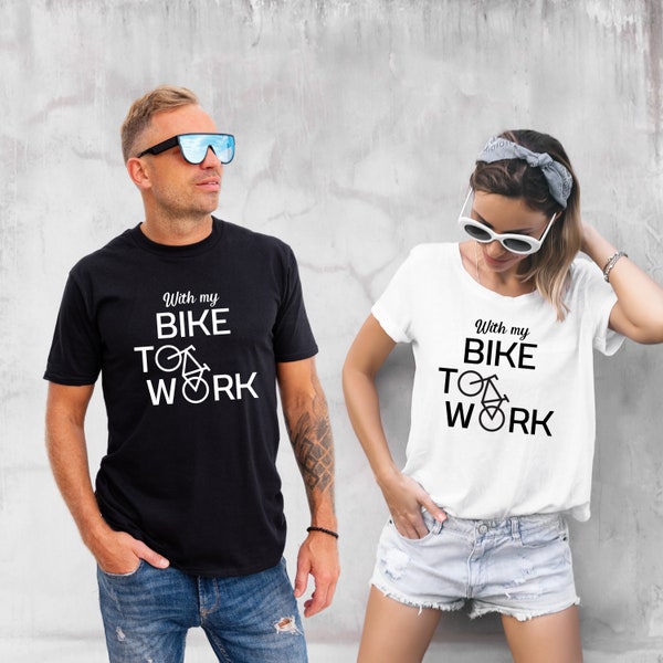 With my Bike to Work T Shirt für umweltbewusste Radfahrer, TShirt für Pendler sowie Fahrradliebhaber in der Großstadt, Urban Style Shirt