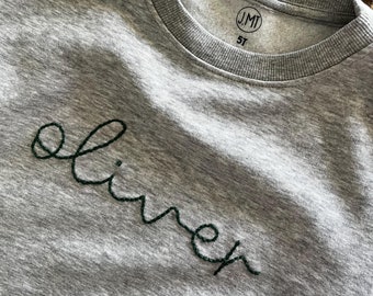 Jersey de bebé bordado a medida / Sudadera de cuello redondo personalizada para niño pequeño