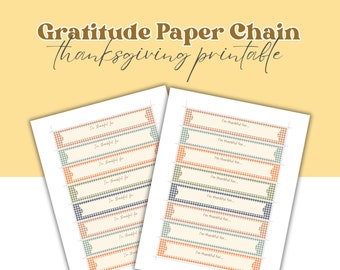 Gratitude Paper Chain, Thanksgiving Printable Activity, Thankfulness Craft