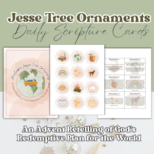 Printable Jesse Tree Ornament Set With Daily Scripture Reading Cards ...