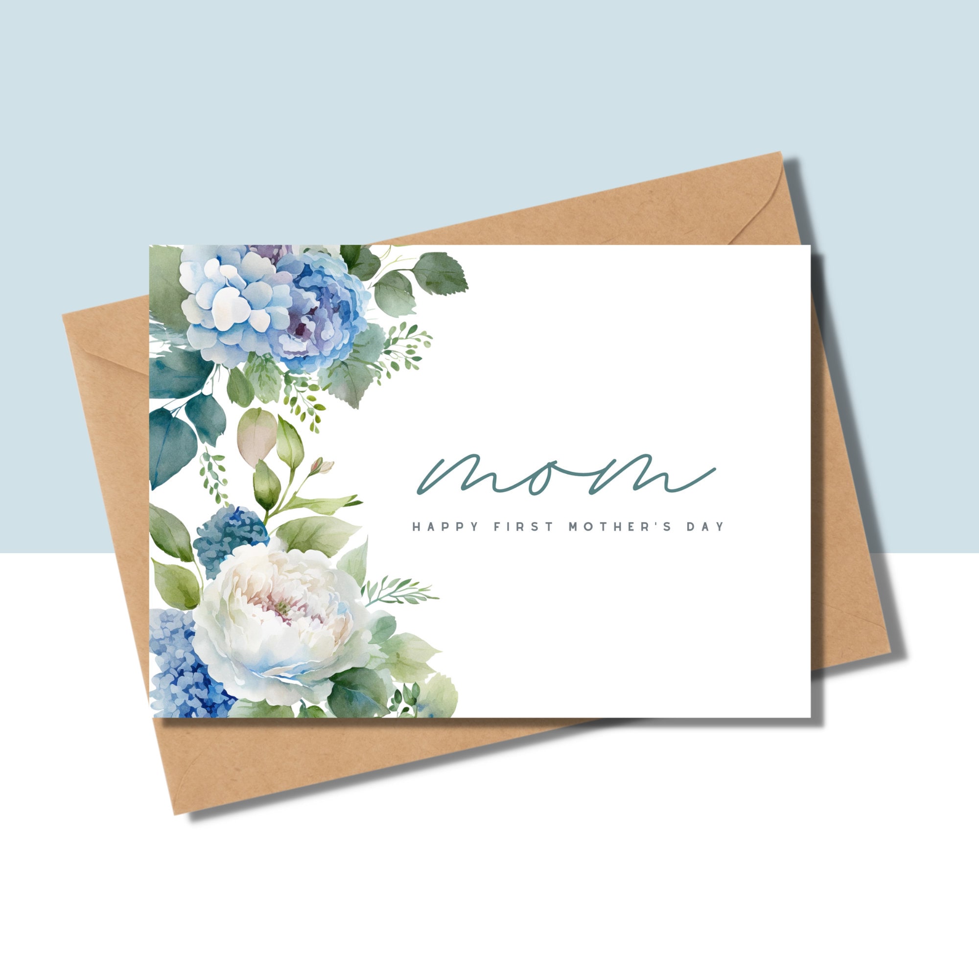 First Mothers Day Card, Hydrangea Mothers Day, Printable 1st Mothers ...