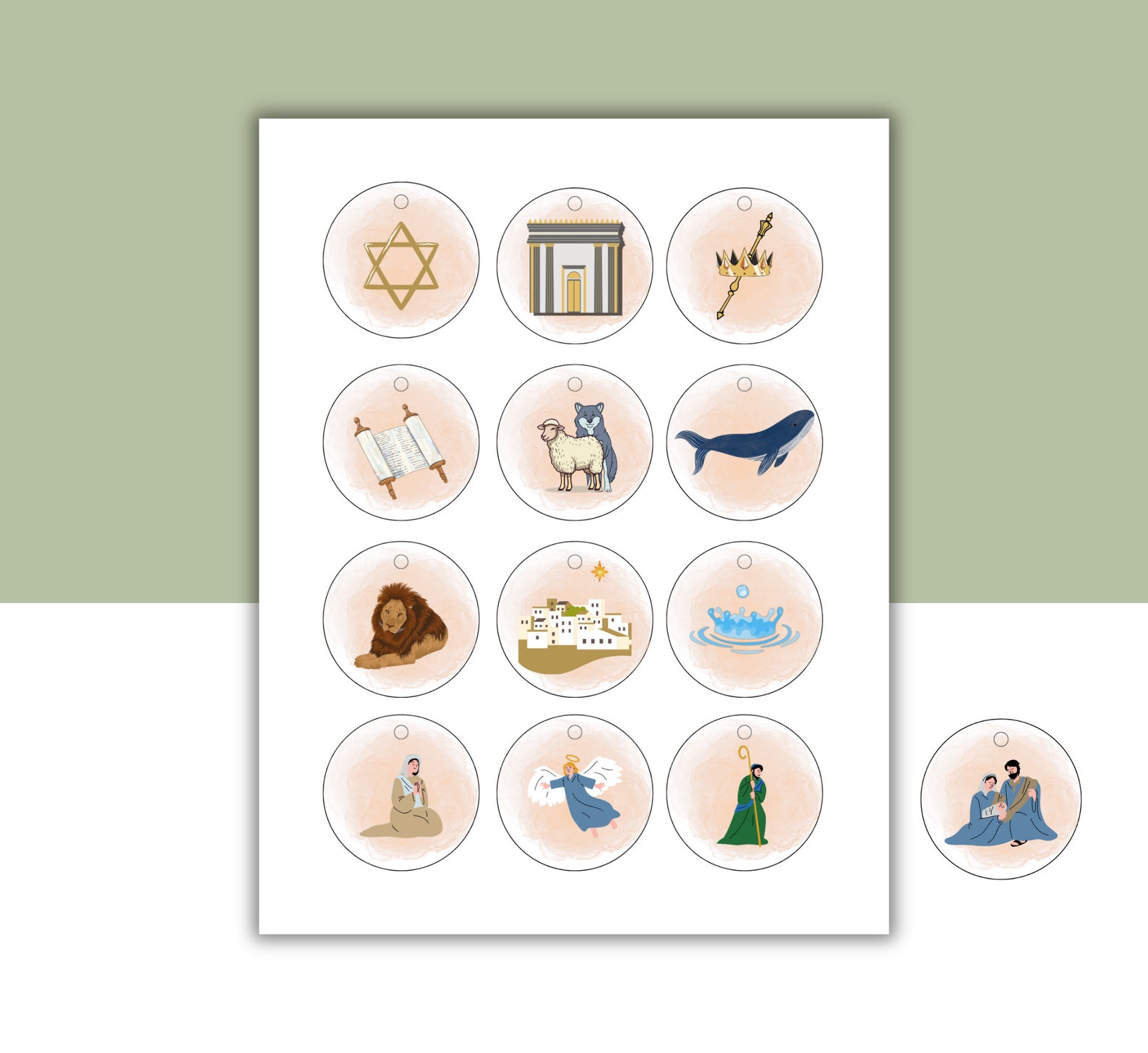 Printable Jesse Tree Ornament Set With Daily Scripture Reading Cards ...