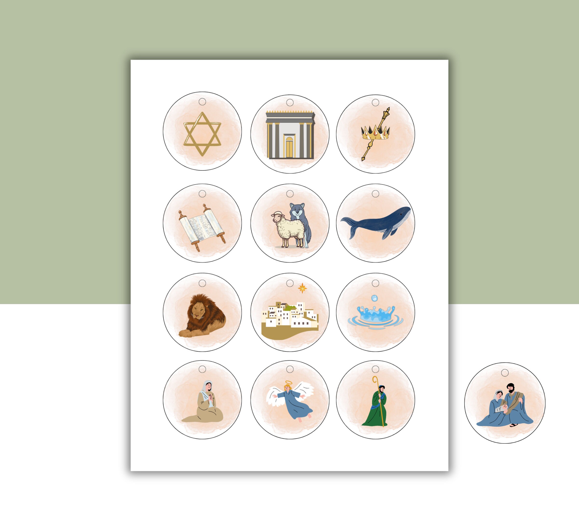 Printable Jesse Tree Ornament Set With Daily Scripture Reading Cards ...