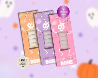 Skeleton Donut Card Halloween Party Favor Classroom Treat, Halloween Treat Idea| 3 Girl Skeleton Designs With Bow|Printable Instant Download