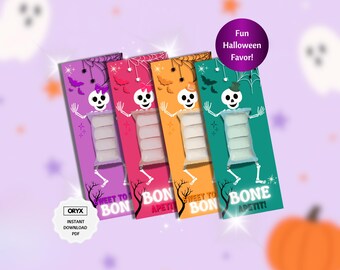 Skeleton Donut Card Halloween Printable: Halloween Party Favor Classroom Treat| 4 Skeleton Designs With And Without Bow (Instant Download)