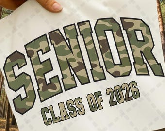 Camo Senior 2026 PNG, Design per sublimazione della laurea (download digitale)
