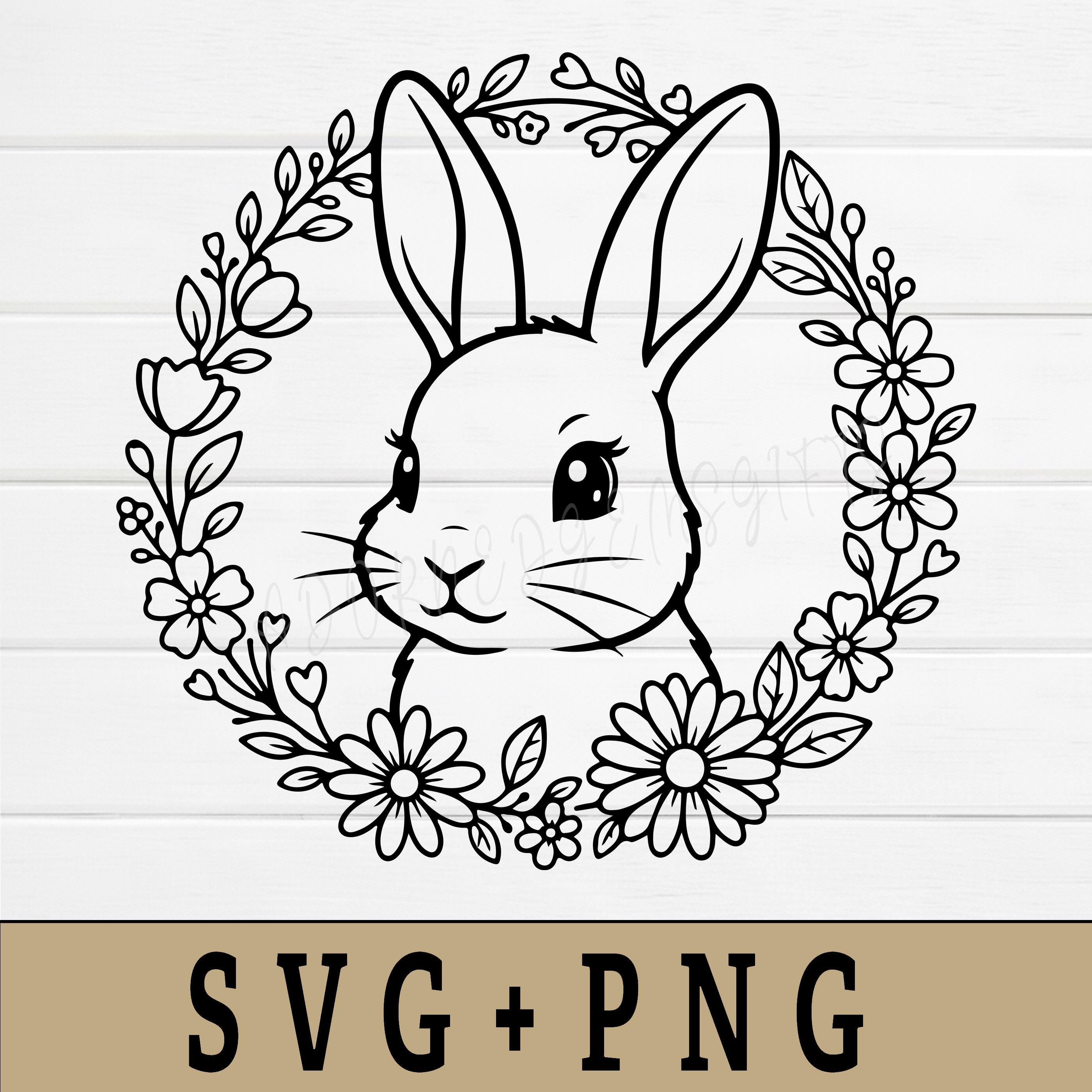 Floral Bunny Wreath SVG PNG – Easter Nursery Decor (digital Download ...