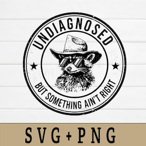 Raccoon SVG PNG – Funny Neurodivergent Cowboy Hat Patch Design (Digital Download)
