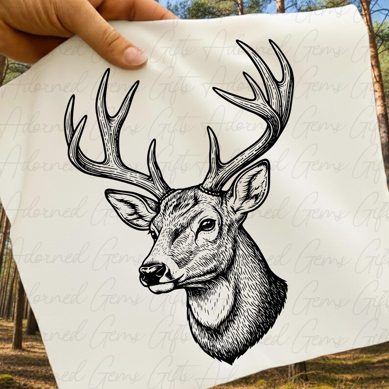 Vintage Buck Deer Head SVG PNG - Majestic Whitetail Stag Antlers Art ...