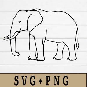 African Elephant SVG PNG-Elephant Silhouette Clipart-Safari Animal Outline - Wild Animal Vector for Nursery Decor, T-Shirts, & Vinyl Cutting