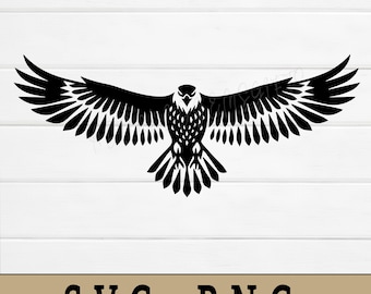 Bald Eagle SVG, American Hawk Silhouette PNG, Soaring Bird of Prey, Patriotic Cut File